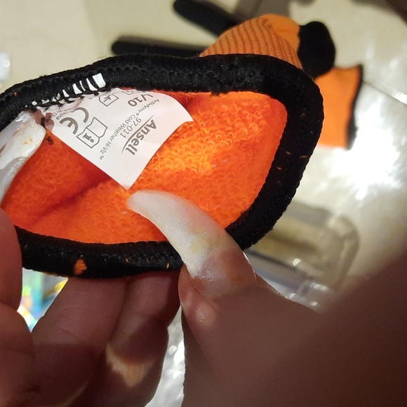 Men's size Large New black orange construction safety thick gloves winter weight - Picture 2 of 3